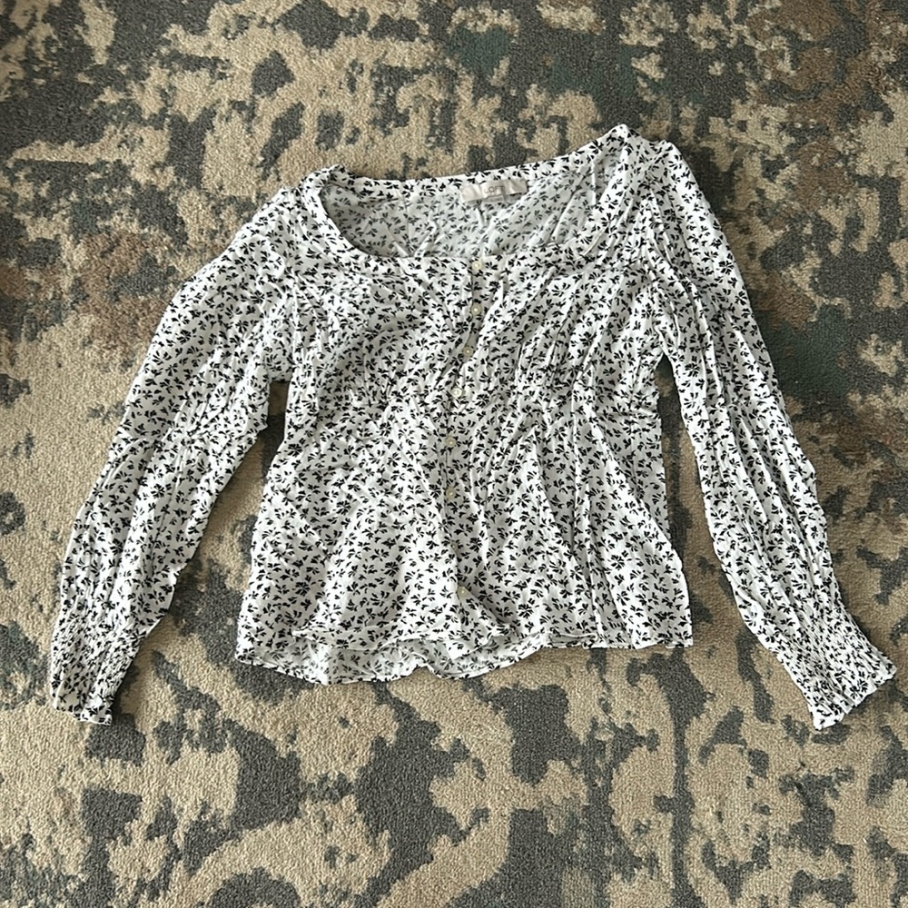 Brand new white and black loft long sleeve shirt
